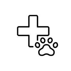 medical symbol and paw print icon